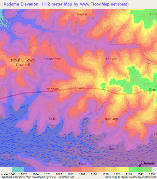 Kadama,Uganda Elevation Map
