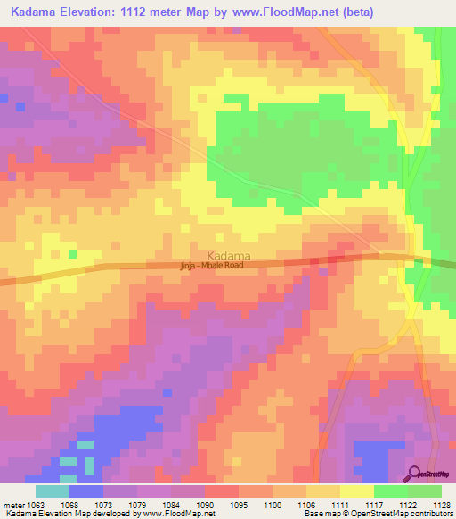 Kadama,Uganda Elevation Map