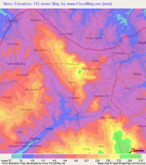 Elevation of Nimo,Nigeria Elevation Map, Topography, Contour