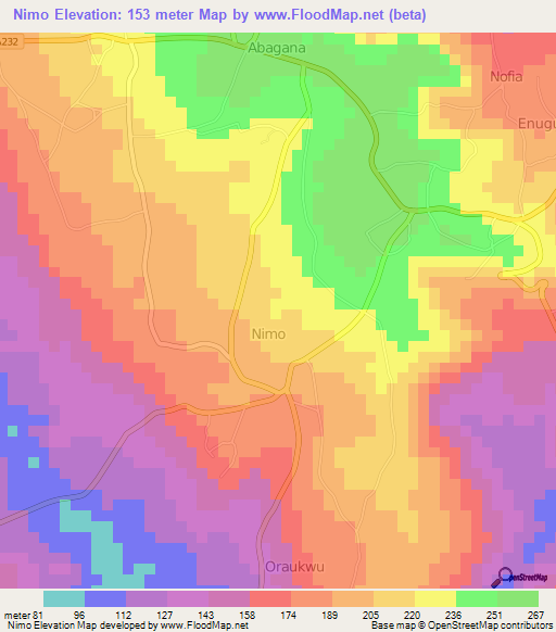 Elevation of Nimo,Nigeria Elevation Map, Topography, Contour