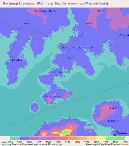 Kachungi,Uganda Elevation Map