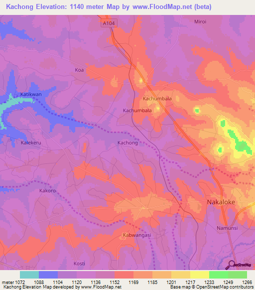 Kachong,Uganda Elevation Map