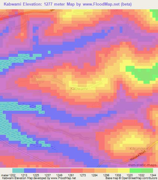Kabwami,Uganda Elevation Map