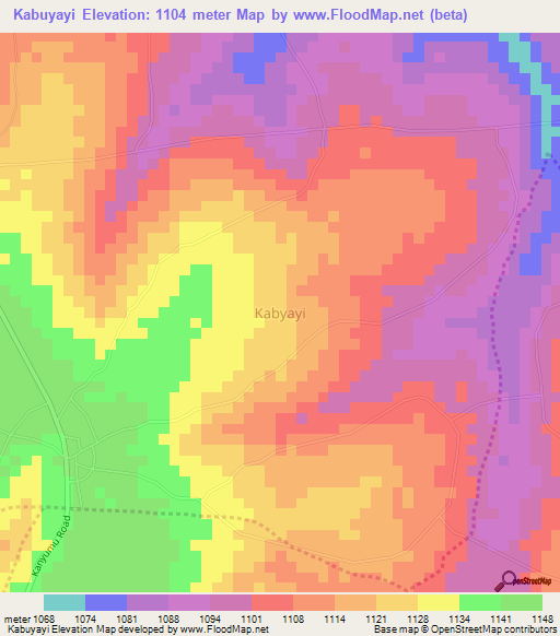 Kabuyayi,Uganda Elevation Map