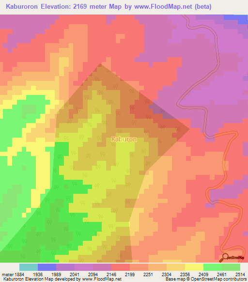 Kaburoron,Uganda Elevation Map