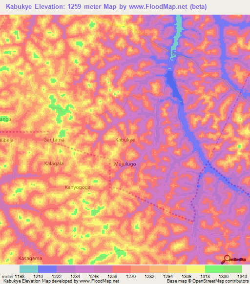 Kabukye,Uganda Elevation Map