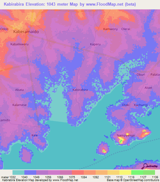 Kabirabira,Uganda Elevation Map