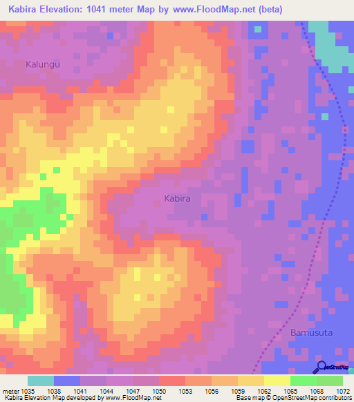 Kabira,Uganda Elevation Map