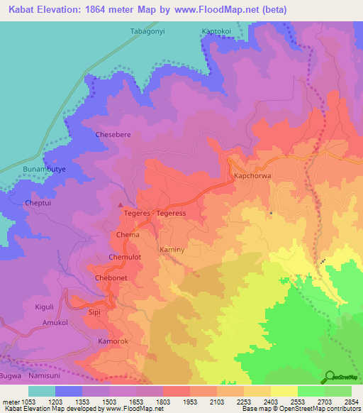 Kabat,Uganda Elevation Map