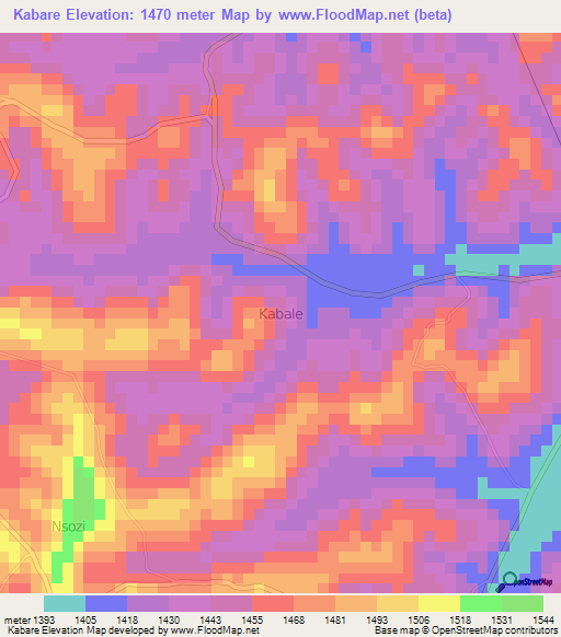 Kabare,Uganda Elevation Map