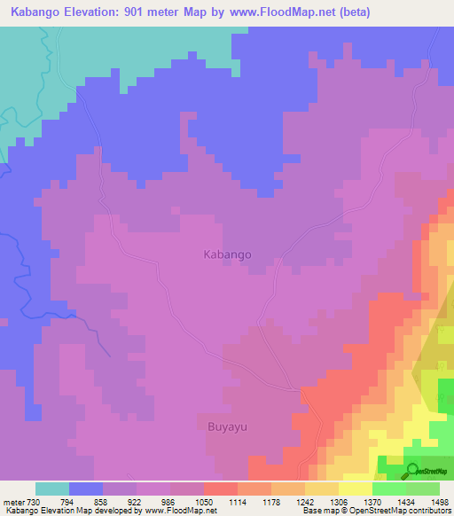 Kabango,Uganda Elevation Map