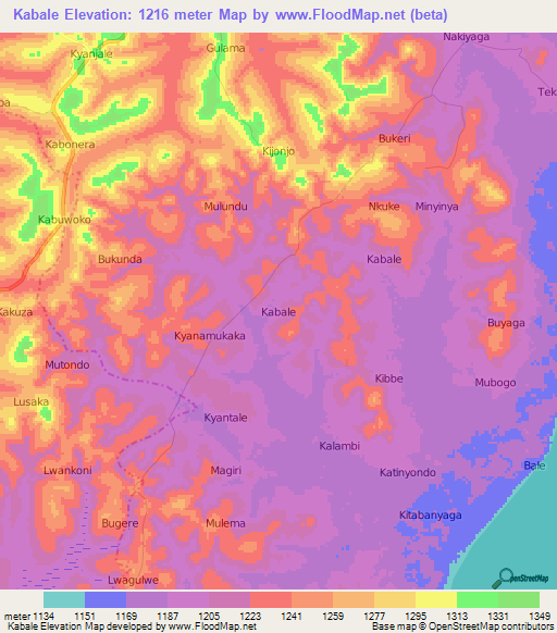 Kabale,Uganda Elevation Map