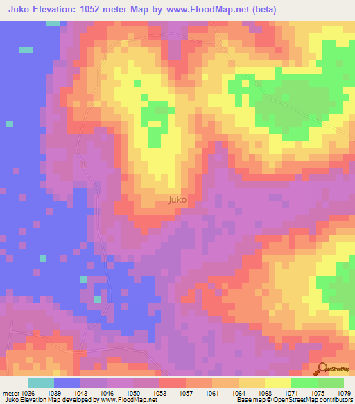 Juko,Uganda Elevation Map