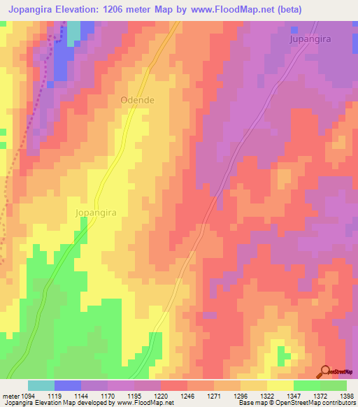 Jopangira,Uganda Elevation Map
