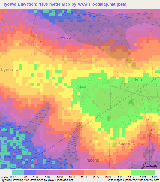 Iyolwa,Uganda Elevation Map