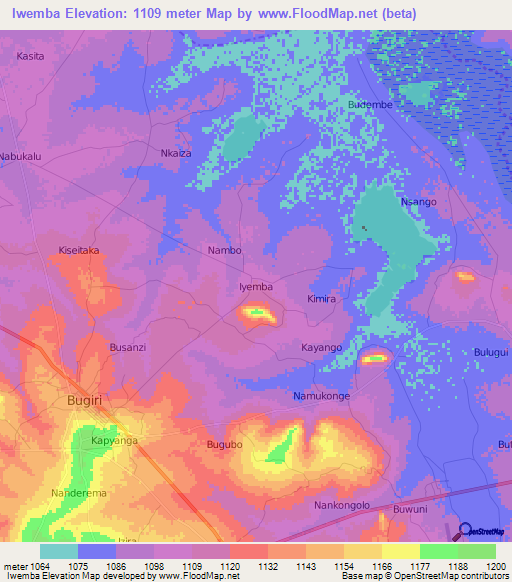 Iwemba,Uganda Elevation Map