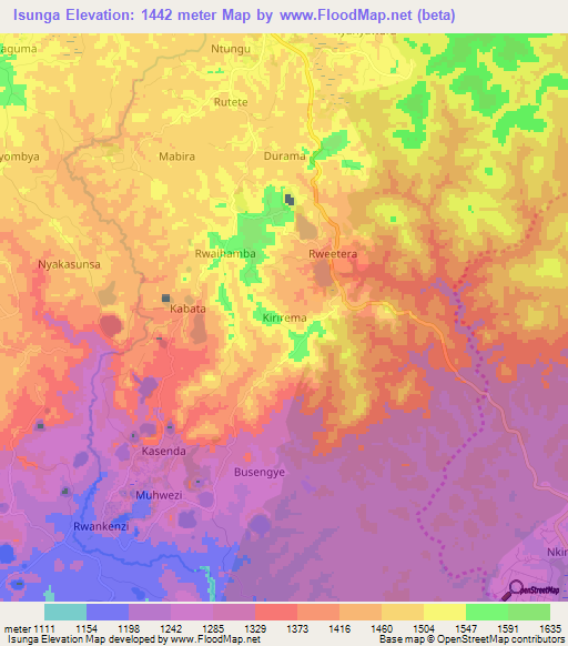 Isunga,Uganda Elevation Map