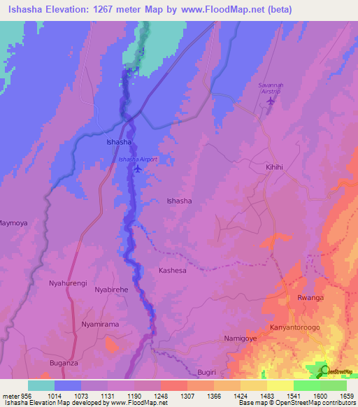 Ishasha,Uganda Elevation Map