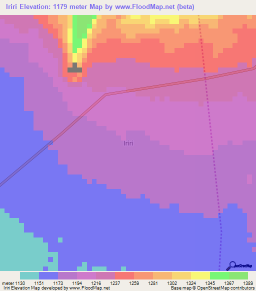 Iriri,Uganda Elevation Map