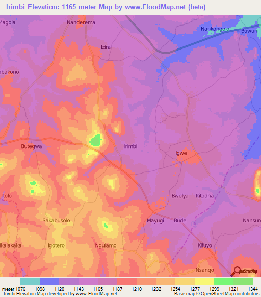 Irimbi,Uganda Elevation Map