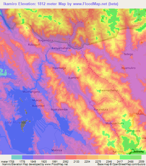 Ikamiro,Uganda Elevation Map