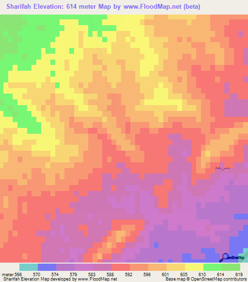 Sharifah,Syria Elevation Map