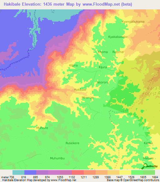 Hakibale,Uganda Elevation Map