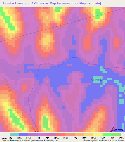 Gombe,Uganda Elevation Map
