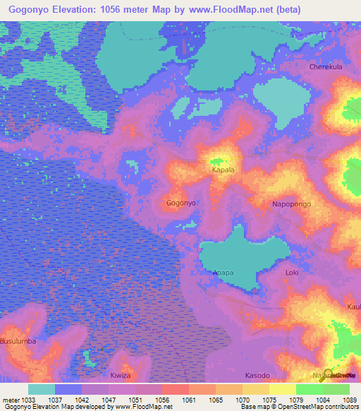 Gogonyo,Uganda Elevation Map