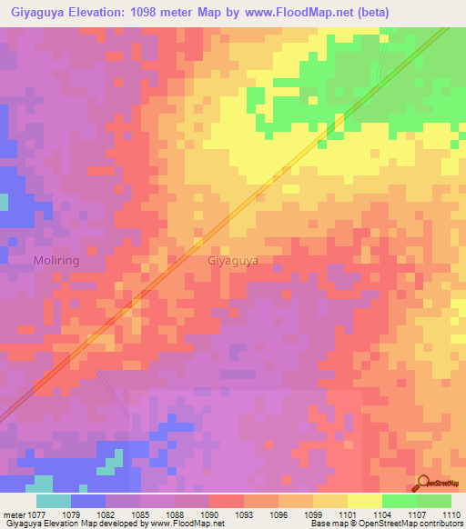 Giyaguya,Uganda Elevation Map