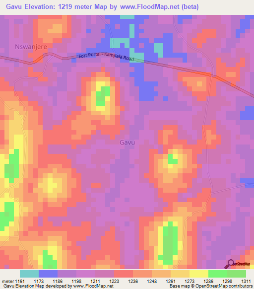 Gavu,Uganda Elevation Map