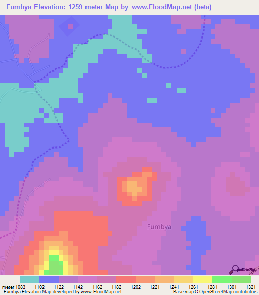 Fumbya,Uganda Elevation Map