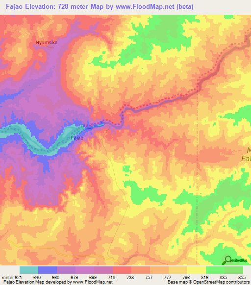 Fajao,Uganda Elevation Map
