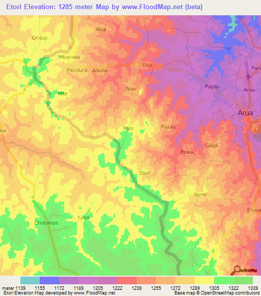 Etori,Uganda Elevation Map