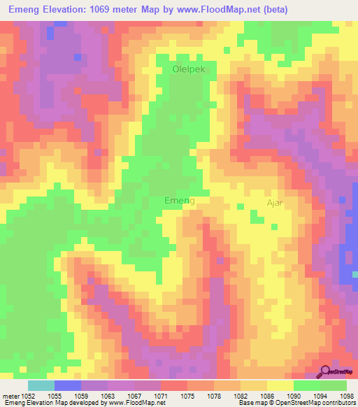 Emeng,Uganda Elevation Map