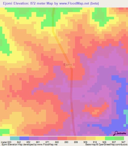 Ejomi,Uganda Elevation Map