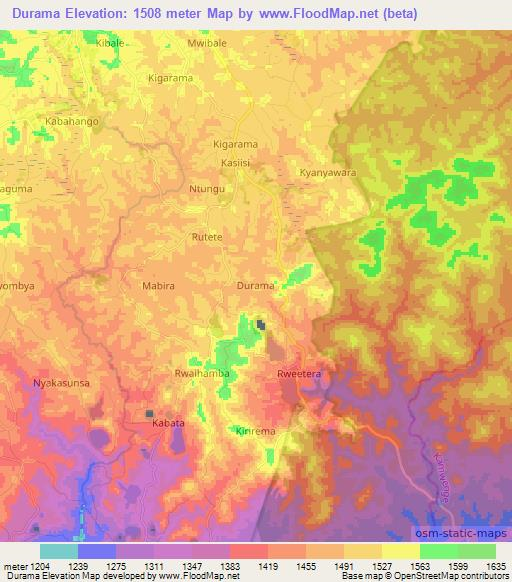 Durama,Uganda Elevation Map