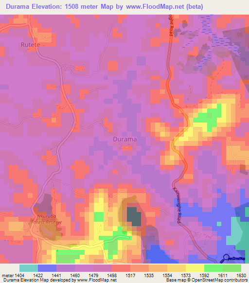 Durama,Uganda Elevation Map