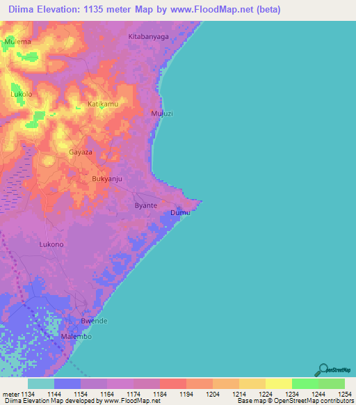 Diima,Uganda Elevation Map