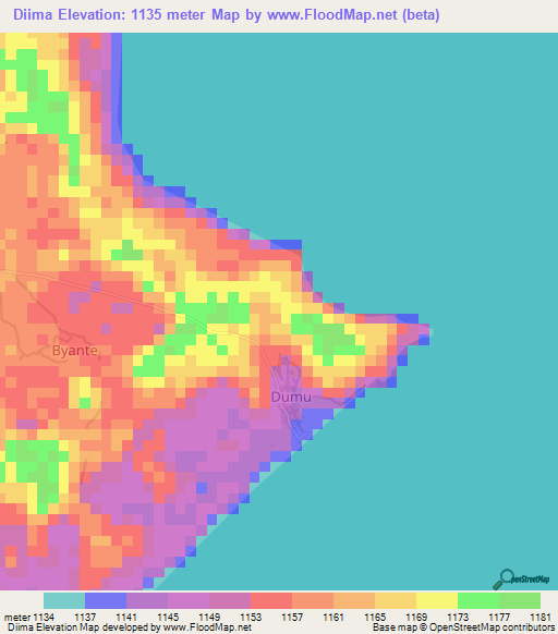 Diima,Uganda Elevation Map