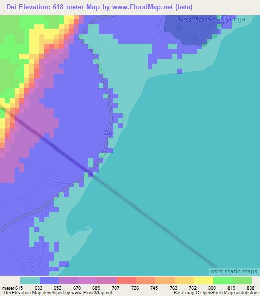 Dei,Uganda Elevation Map