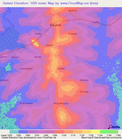 Dadasi,Uganda Elevation Map
