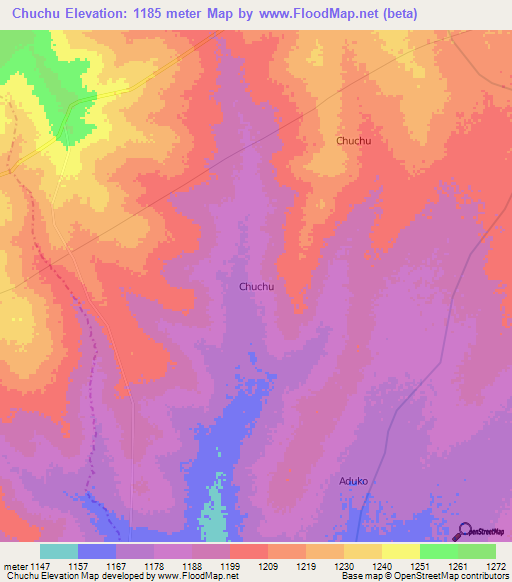 Chuchu,Uganda Elevation Map