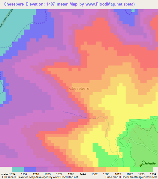 Chesebere,Uganda Elevation Map