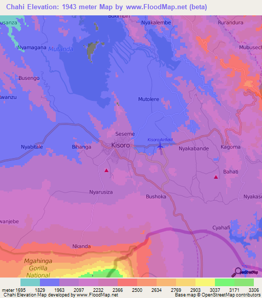 Chahi,Uganda Elevation Map