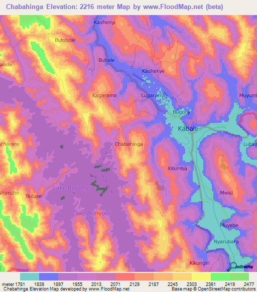 Chabahinga,Uganda Elevation Map