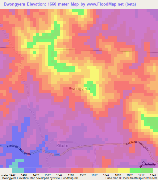 Bwongyera,Uganda Elevation Map