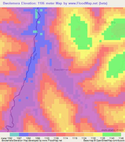 Bwolemera,Uganda Elevation Map