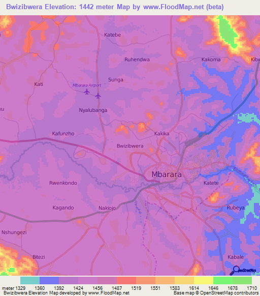 Bwizibwera,Uganda Elevation Map