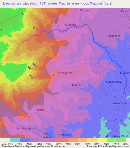Bwenderwa,Uganda Elevation Map